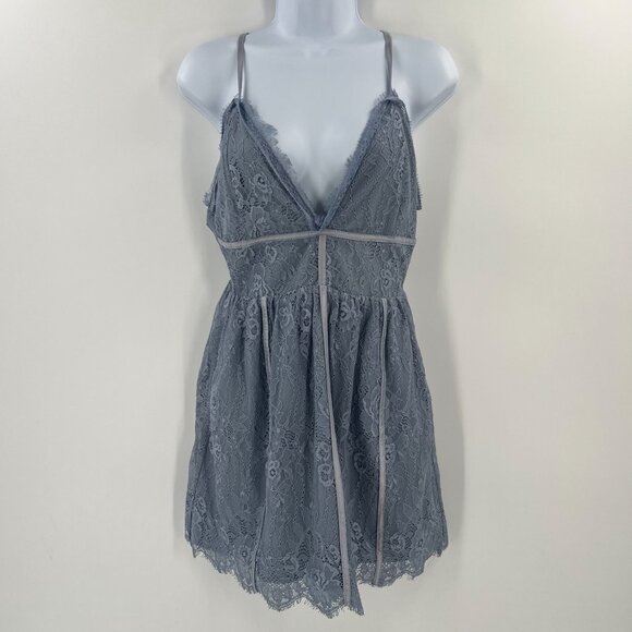 Superdown Small Blue Lace Mini Dress Backless Open Back Cocktail Party Revolve - Picture 9 of 9